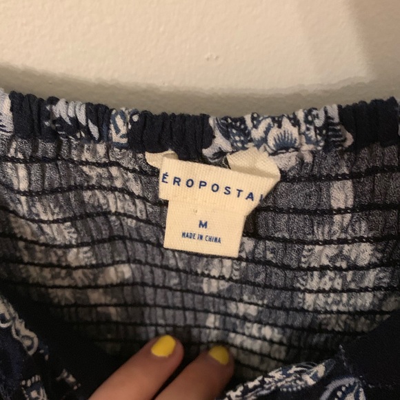 AEROPOSTALE Navy Blue Frilled-Sleeve Dress - Picture 3 of 3